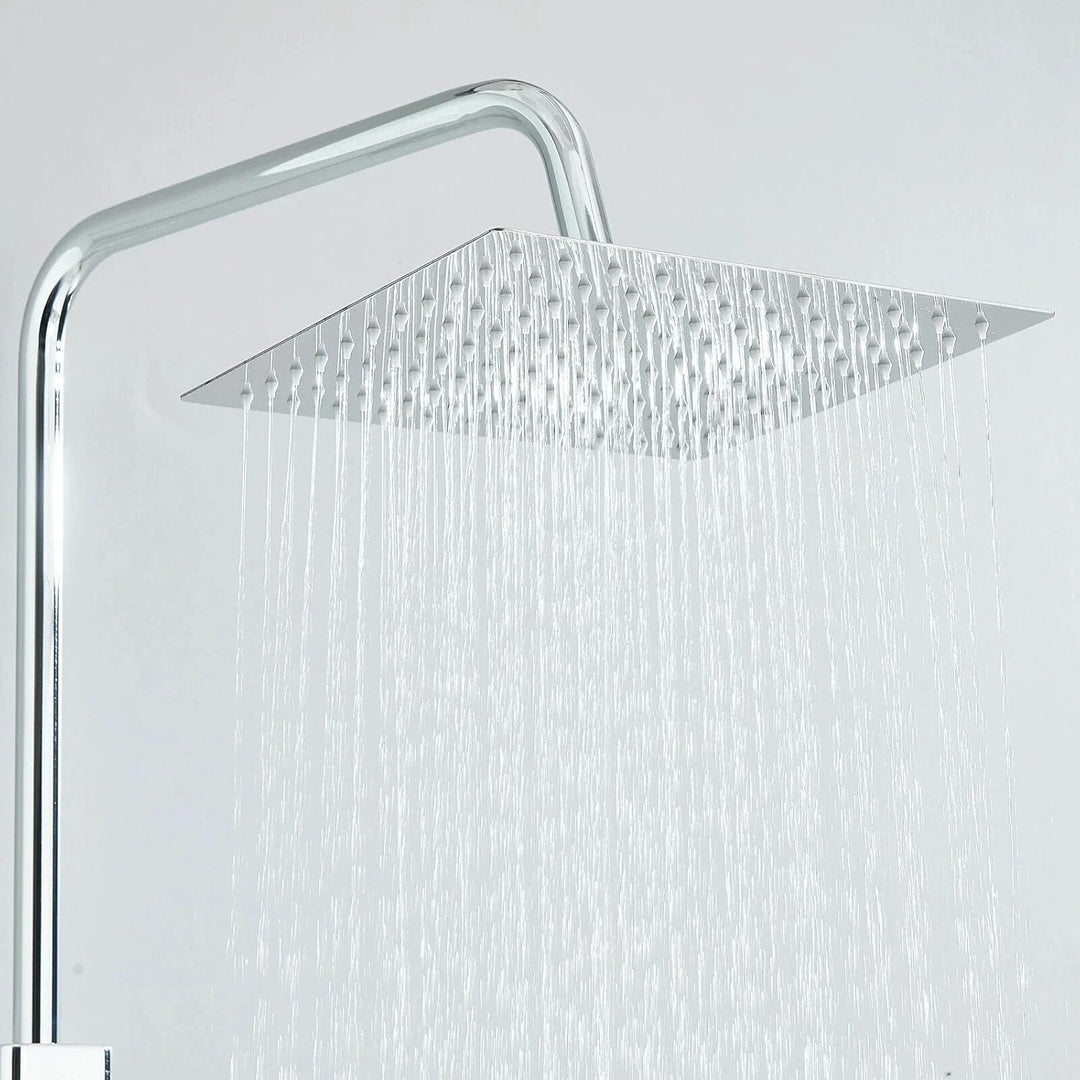 Thermostat Regendusche Komplettset Chrom Edelstahl Duscharmatur mit 20cm Überkopfbrause Höhenverstel