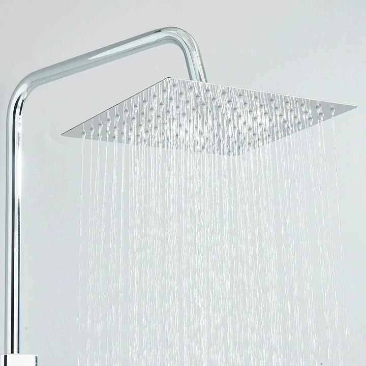 Thermostat Regendusche Komplettset Chrom Edelstahl Duscharmatur mit 20cm Überkopfbrause Höhenverstel
