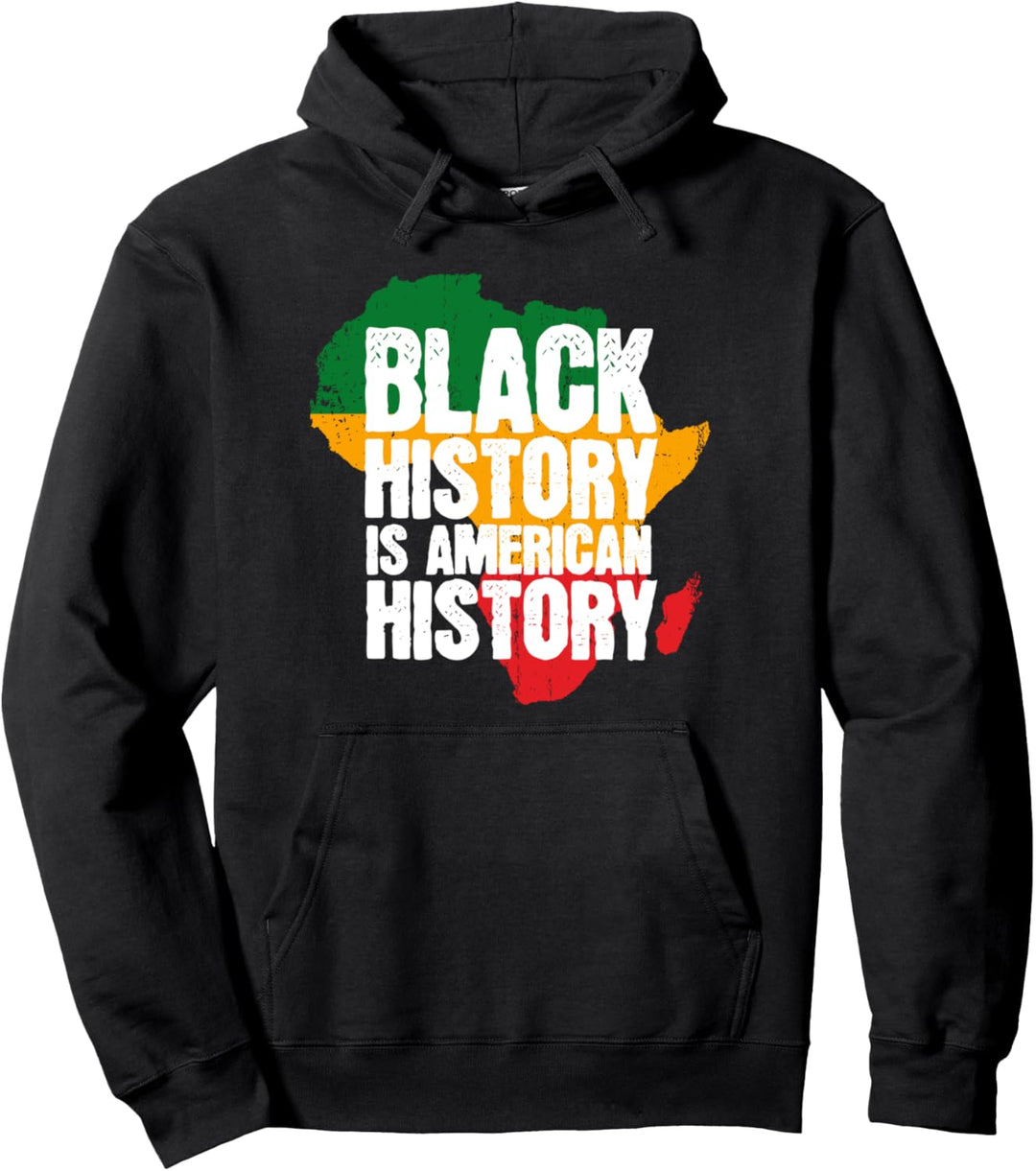 Black History Is American History Month Africa Silhouette Pullover Hoodie