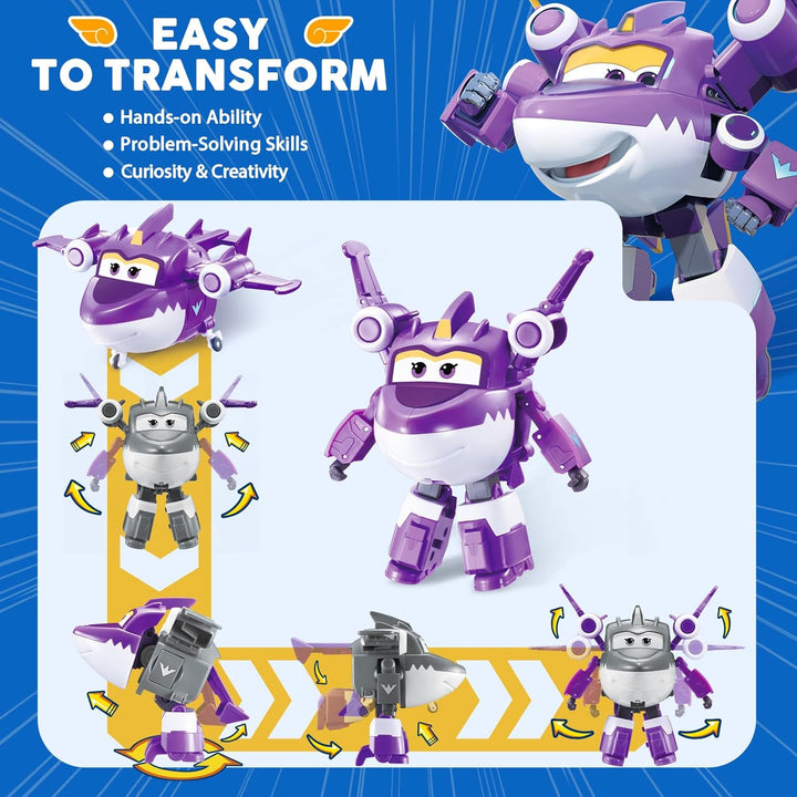 Super Wings Transformable Spielzeug Sally, 2 in 1 Action Figur, 12,7 cm grosses Flugzeug-Roboter, Tr