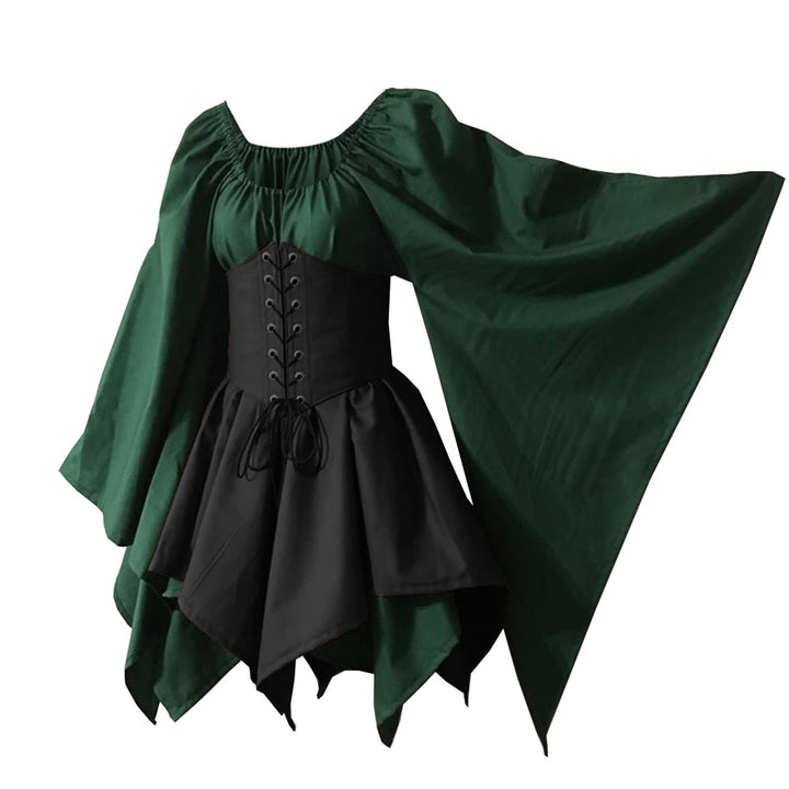 Traditionelles irisches Kleid für Damen, Renaissance, Mittelalter, Kostüm, ausgestellte Ärmel, Korse