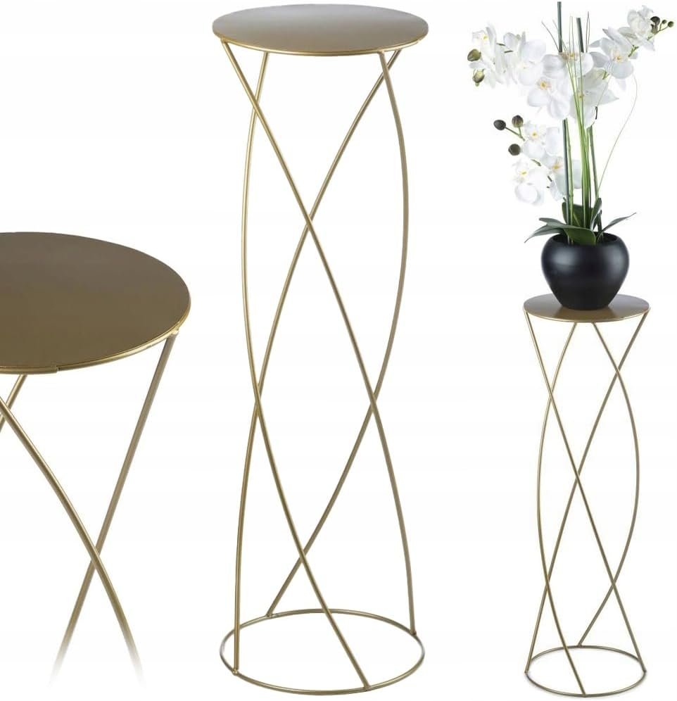 HowHomely Gold Blumenständer Metall 70 cm Hoch - Solider und Robuster Blumenhocker mit Eleganter Des