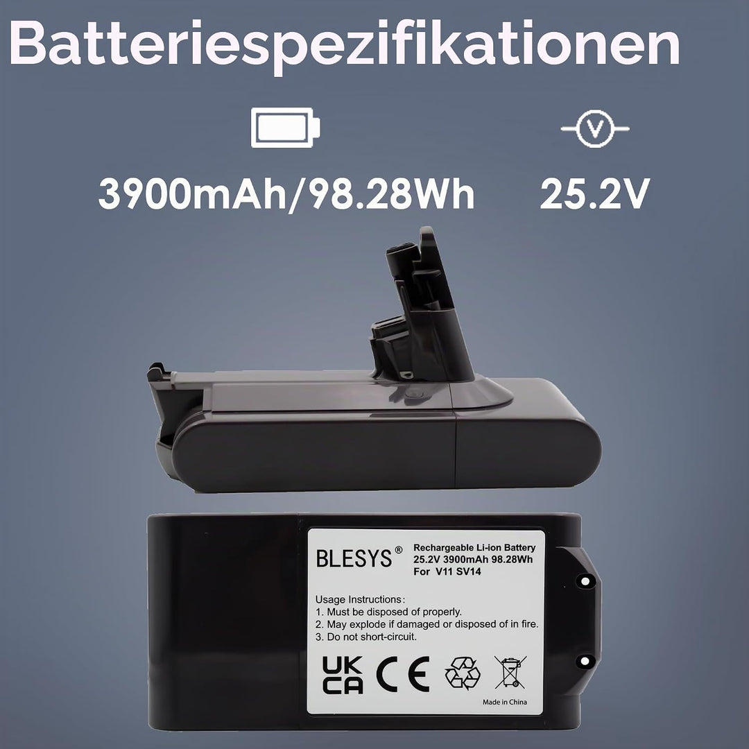 BLESYS Ersatzakku für Dyson V11, Screw-in-Version, Screw-in-Version