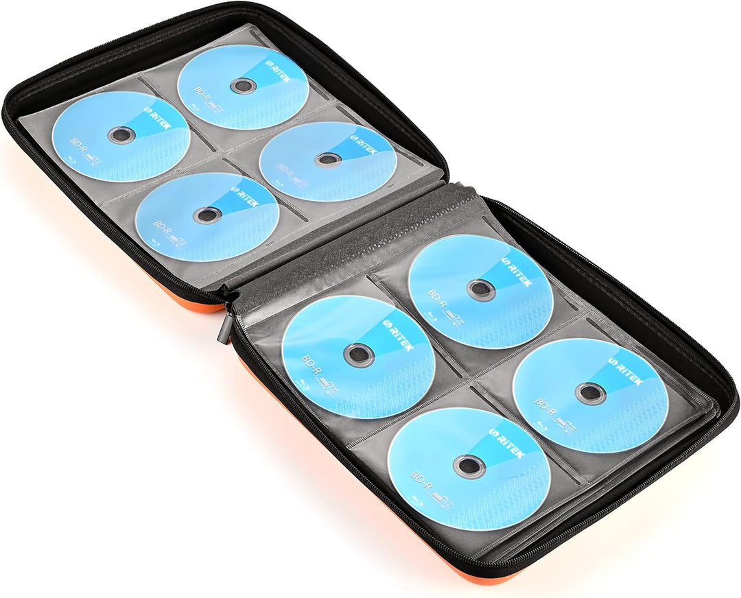CD Tasche, 192 Kapazität Hart Eva Blu-ray CD-Brieftasche Doppelreissverschluss Handschlaufe Tragbare