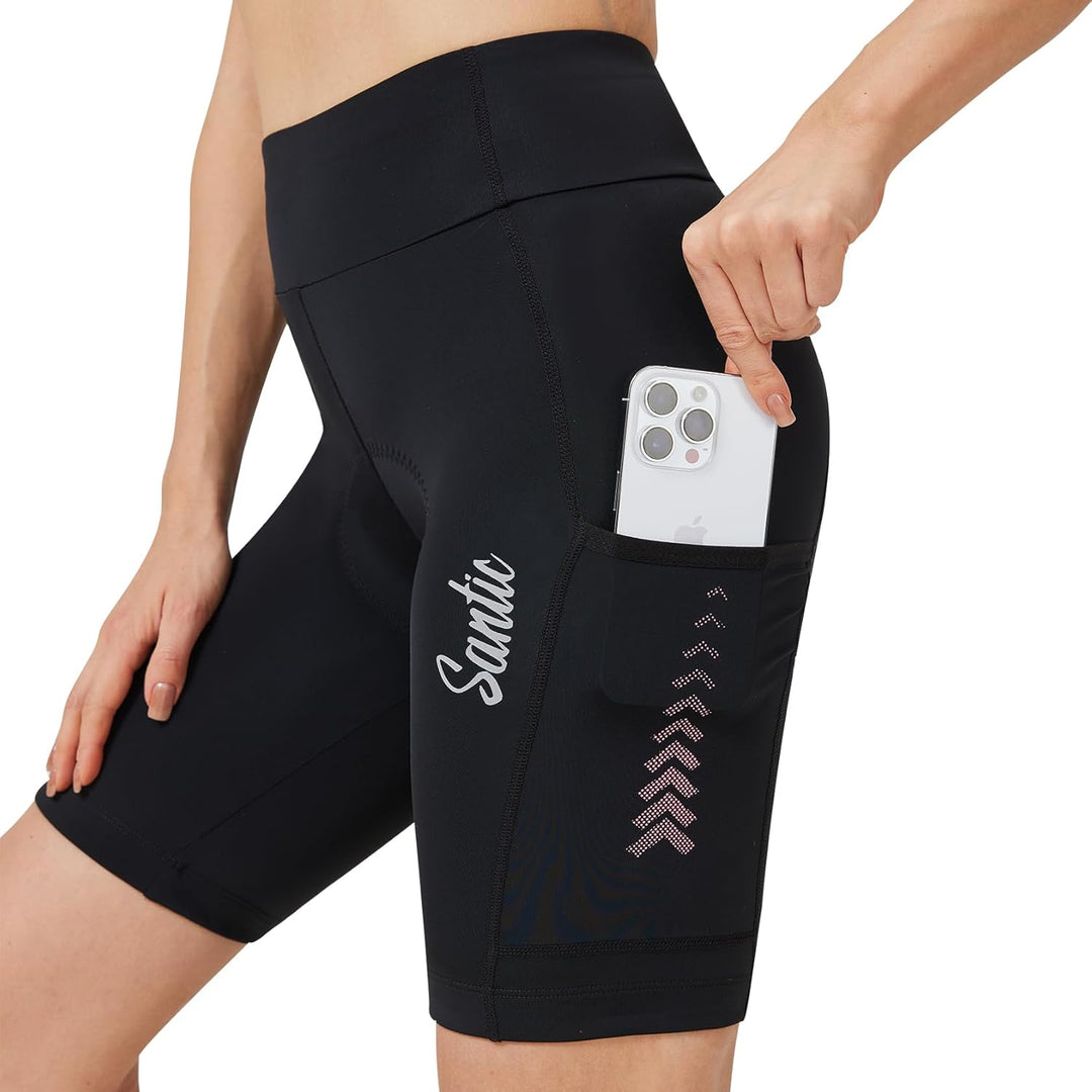 Santic Fahrradhose Damen Gepolstert Kurz Radlerhose Gepolstert Schnelltrockende mit Sitzpolster 3D b