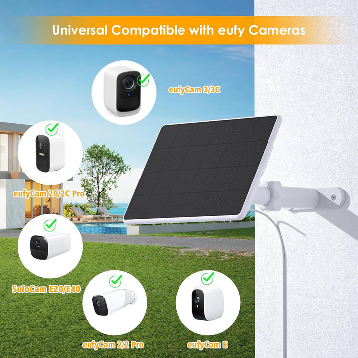 Solarpanel für eufy Kamera, 6W eufy Solarmodul für eufyCam E,2/2 Pro,2C/2C Pro,3/3C, soloCam E20/E40