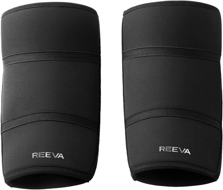 reeva Unisex-Adult Powerlifting Sleeves-7mm Knee Sleeve, Black, XL