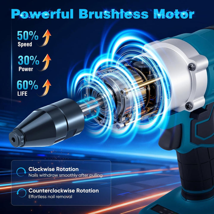 Akku Nietzange Kompatibel mit Makita 18V, Akku-Nietgerät mit Brushless Motor, 3 Düsen für 2,4-5,0 mm