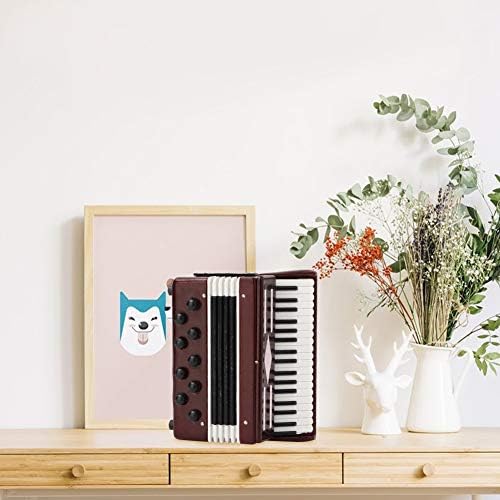 FTVOGUE Rotes Akkordeon Modell Miniatur Holz Instrumental Modell mit zarten Box Musikalisches Kinder