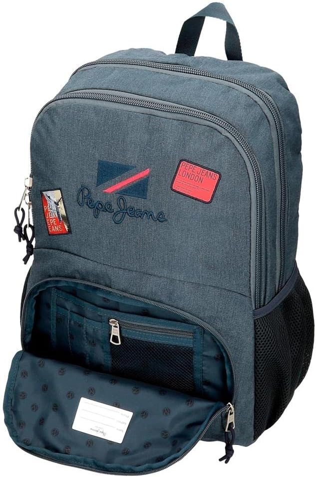 Pepe Jeans Kay Schulrucksack mit zwei Fächern und Trolley, 15,6 Zoll, Blau, 32 x 45 x 15 cm, Polyest