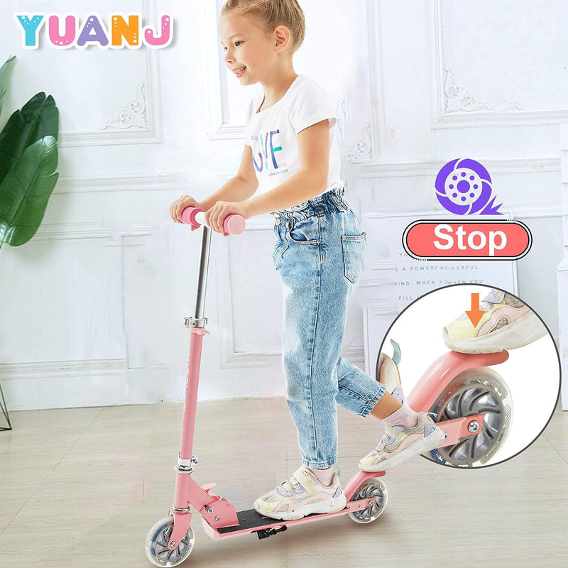 Yuanj Roller Kinder Scooter, Höhenverstellbarer kinderscooter mit LED PU Räder, kinderroller für Mäd