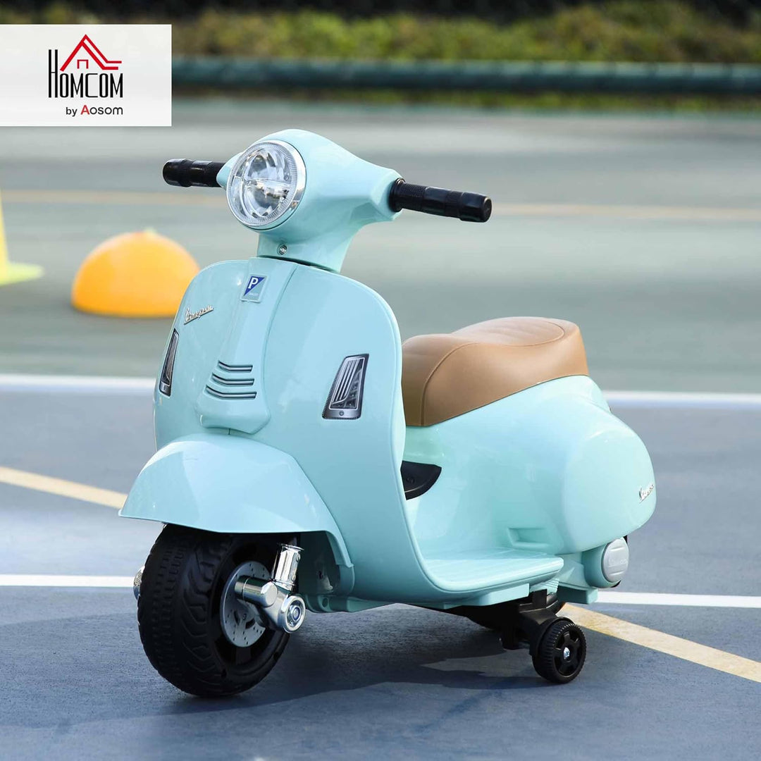 HOMCOM Elektro Kindermotorrad Vespa Elektromotorrad mit LED-Licht, Sound, Kinder Elektro Motorrad fü