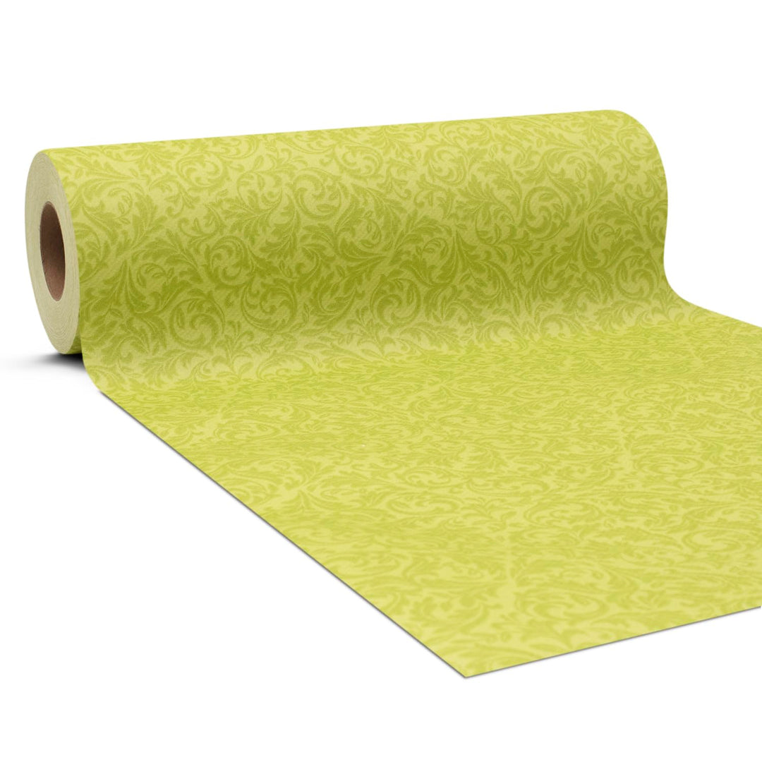GRUBly Tischläufer Tischband GRÜN Ornament Sommer, Luxus AIRLAID, 30cm x 20m | Tischdekoration für H