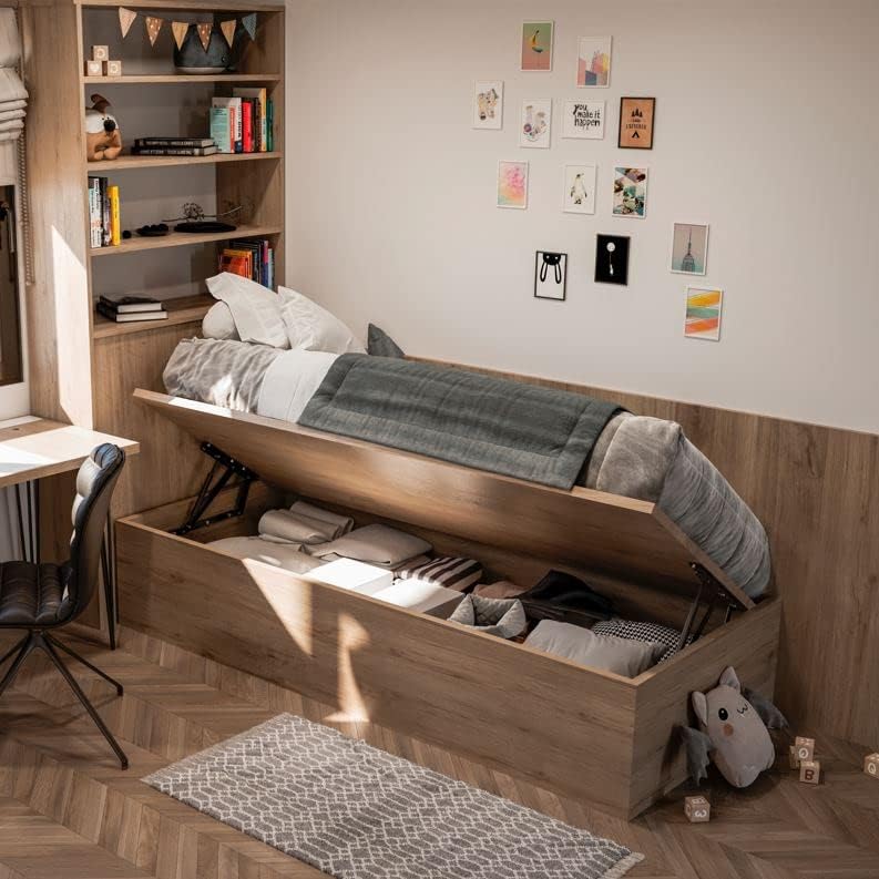Emuca - Satz mit Hebevorrichtungen für Kanapee-Bett, Seitliches System 90 cm, Schwarz, Stahl, Seitli