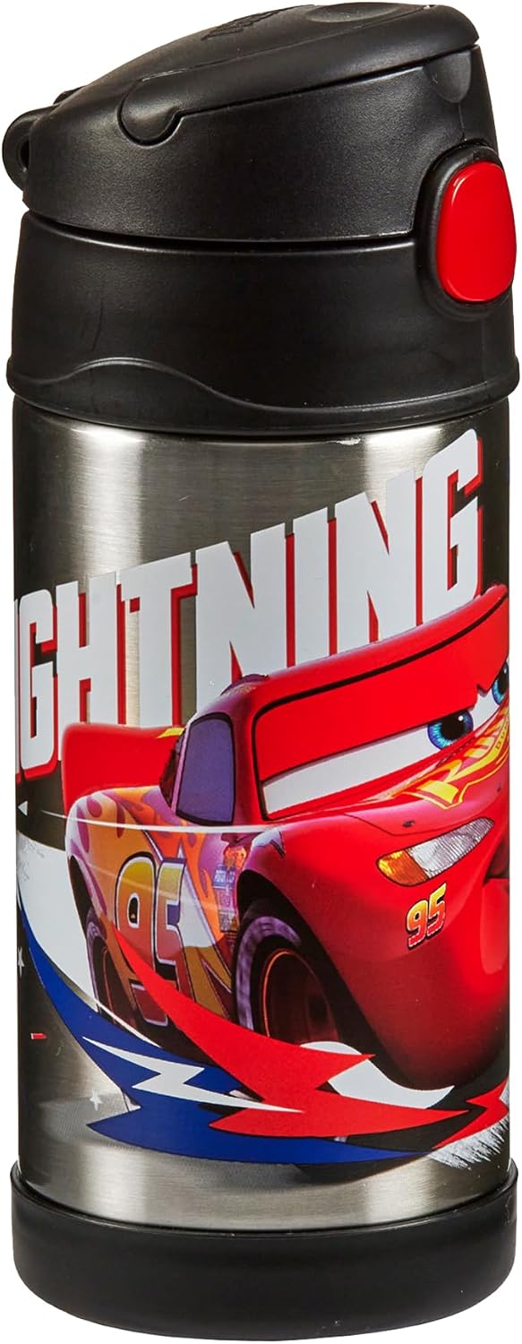 Thermos kids FUNTAINER STRAW BOTTLE DISNEY 0,35 l, Cars, Thermoflasche Kinder aus Edelstahl mit Trin