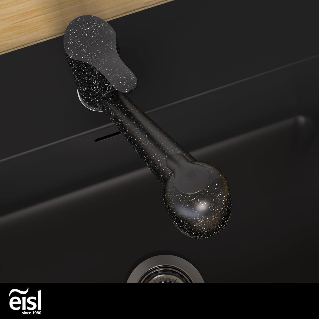 EISL Spültischarmatur Niederdruck GRANIT mit Geschirrbrause, 90° schwenkbare Küchenarmatur schwarz,