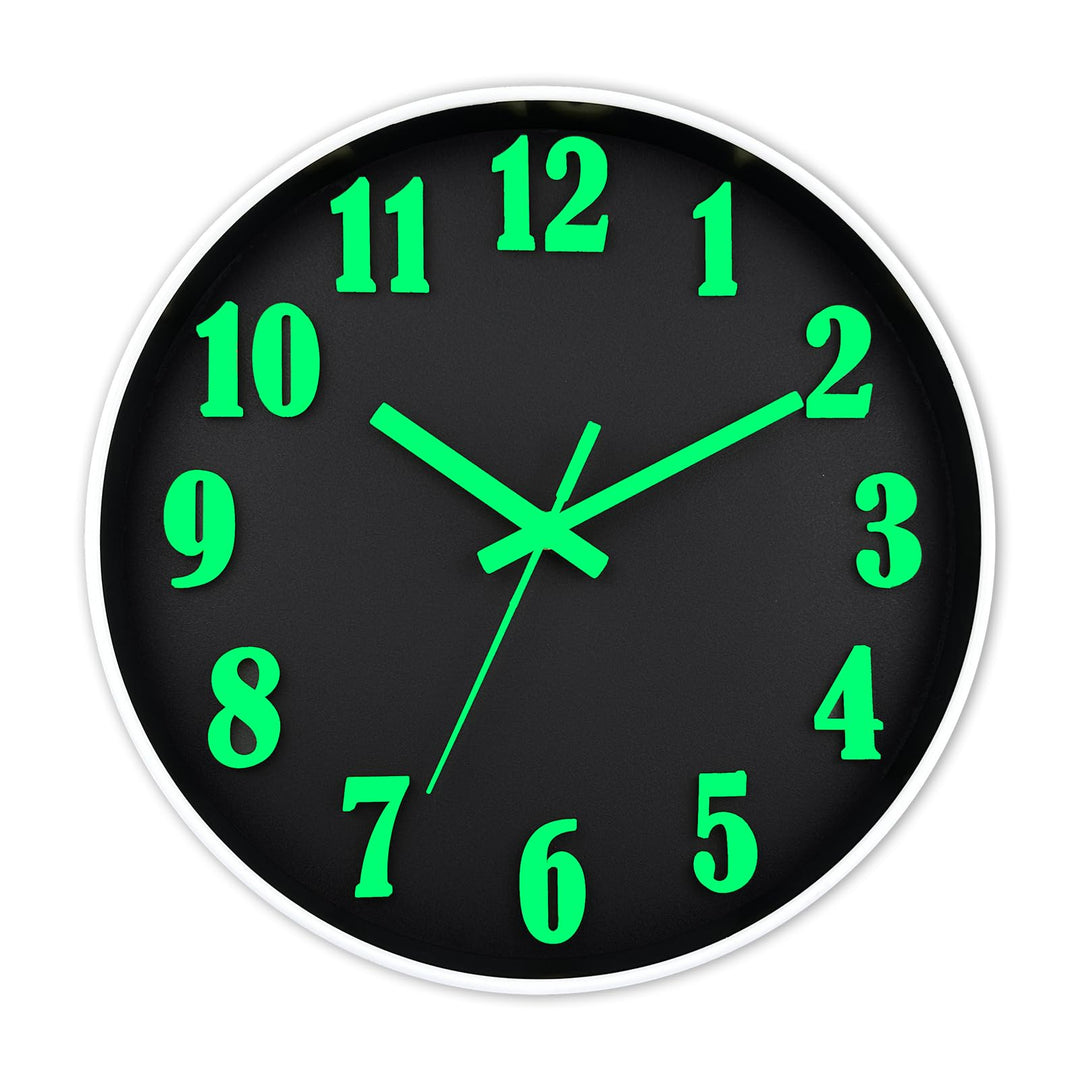 DIYZON 3D Schriftart Leuchtende Wanduhr, Geräuschlos, Nicht tickend, 30 cm, Nachtlicht-Wanduhren, Ba