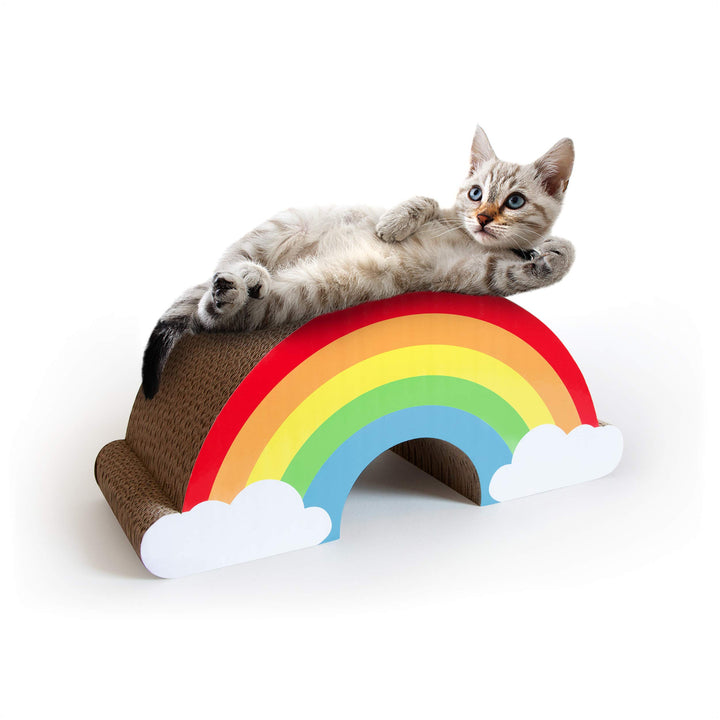 SUCK UK Katzenkratzer, Regenbogen-Katzenkratzer für Wohnungs-Katzen, Kratzbaum & Kratzbrett für Katz