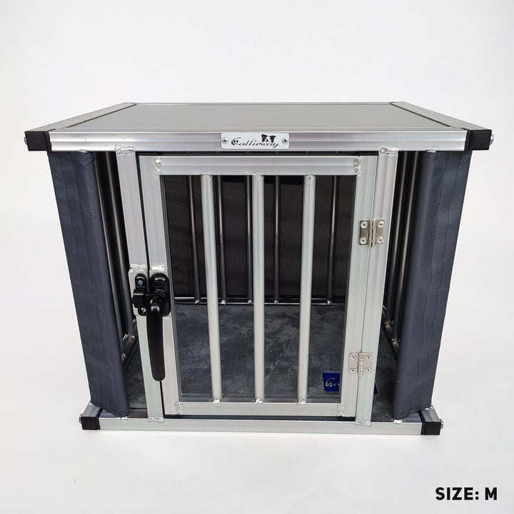 Callieway® ALU DOGBOX/Hundebox/ALU Hundkäfig für Büro und Daheim (nur vertikale Stäbe) (SMALL: 43(L)