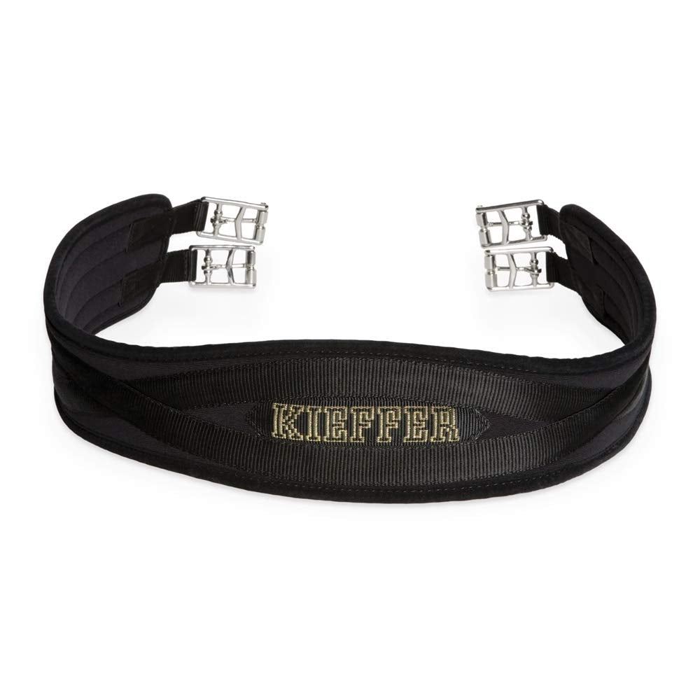 Sattelgurt KIEFFERPRENLINE m.grossen Rollschn.u.Elastomerband ohne Elastik Schwarz 45cm, Schwarz 45c