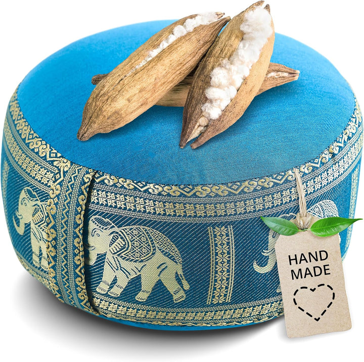 Livasia Meditationskissen Thaiseide, Yogakissen klein mit Kapok, Pouf, Bodenkissen Yoga Zen Meditati
