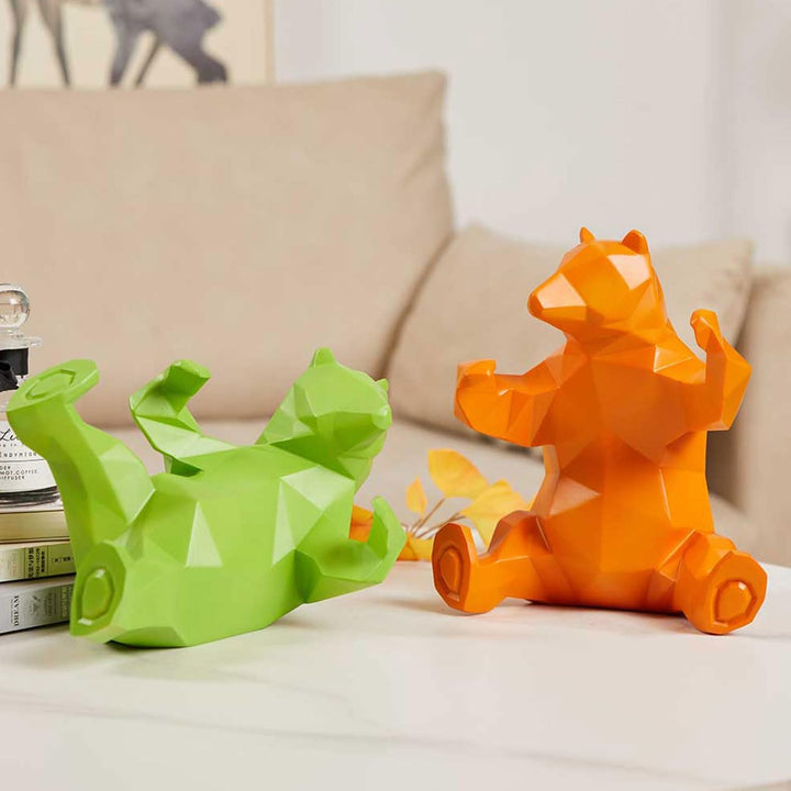 NENBOLEC Modern Skulptur Dekor Bär Statue Wohnzimmer Kunst Arts Polyresin Gelb Geschenk 23cm, Gelb