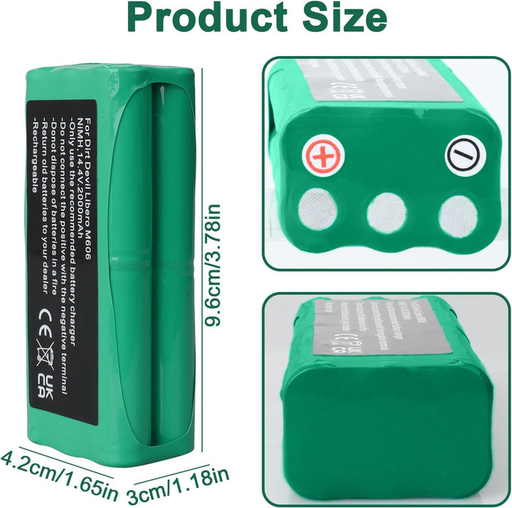 14.4 V,2000 mAh NI-Mh Ersatzakku Kompatibel Mit Dirt Devil Libero M606, Libero M606-1, Libero M606-2