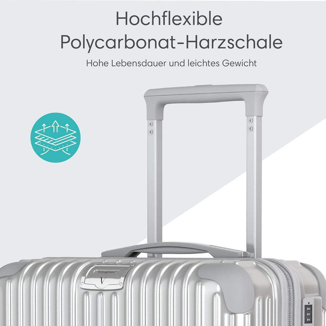 Voyagoux Koffer handgepäck - 72L, Rollkoffer mittelgross, Hartschalenkoffer, TSA-Schloss, ABS, 4X 36