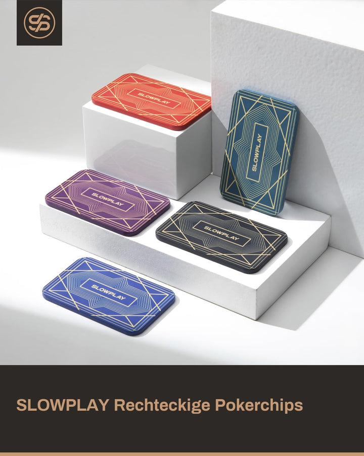 SLOWPLAY Rechteckige Pokerchips, 10er-Pack, professionelle Plaketten im europäischen Stil ohne Werta
