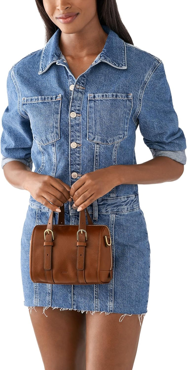 Fossil Damen Carlie Satchel, 19 L x 12.1 W x 17.1 cm H Brown, Brown
