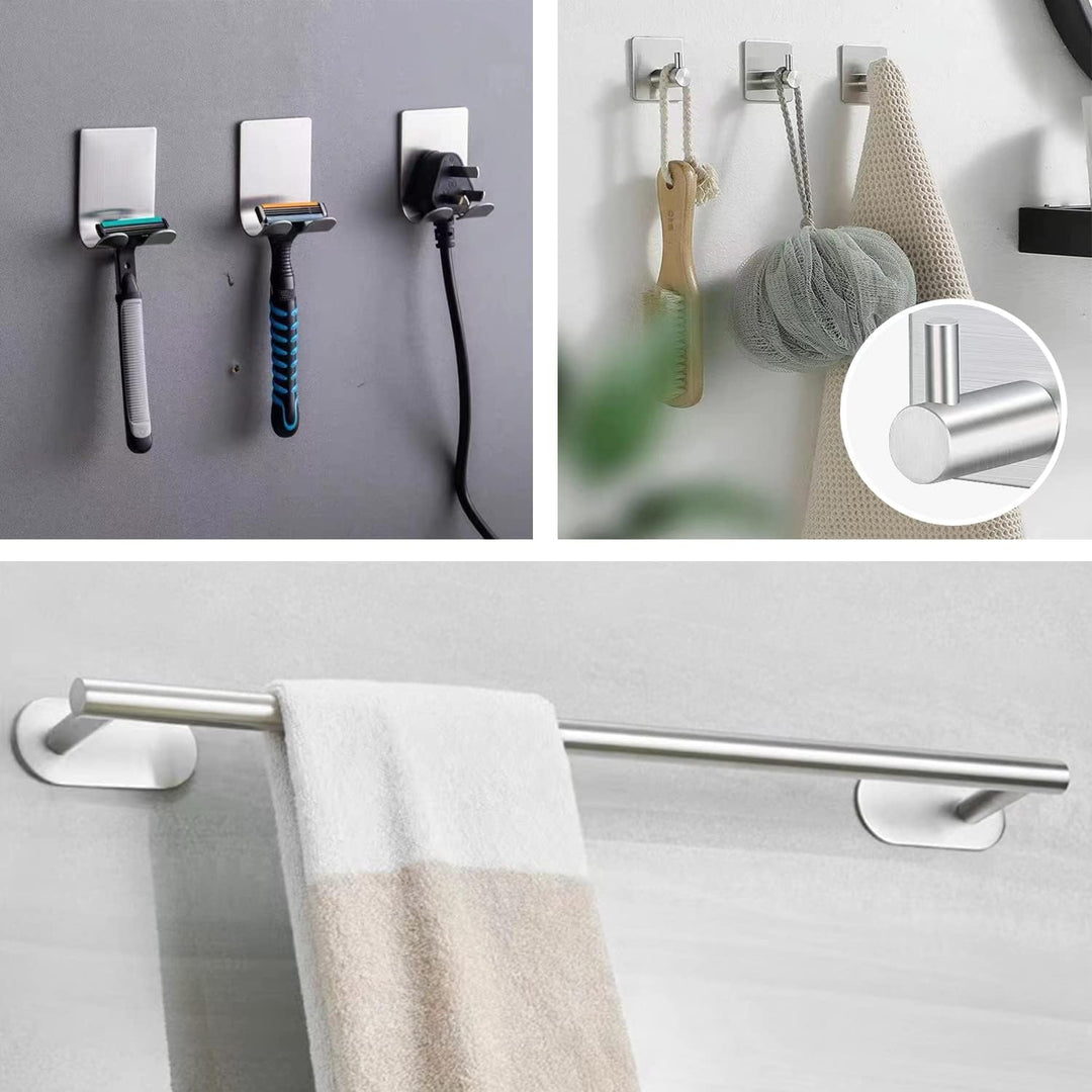 laimew 7 pcs Black Bathroom Accessory Set Silver
