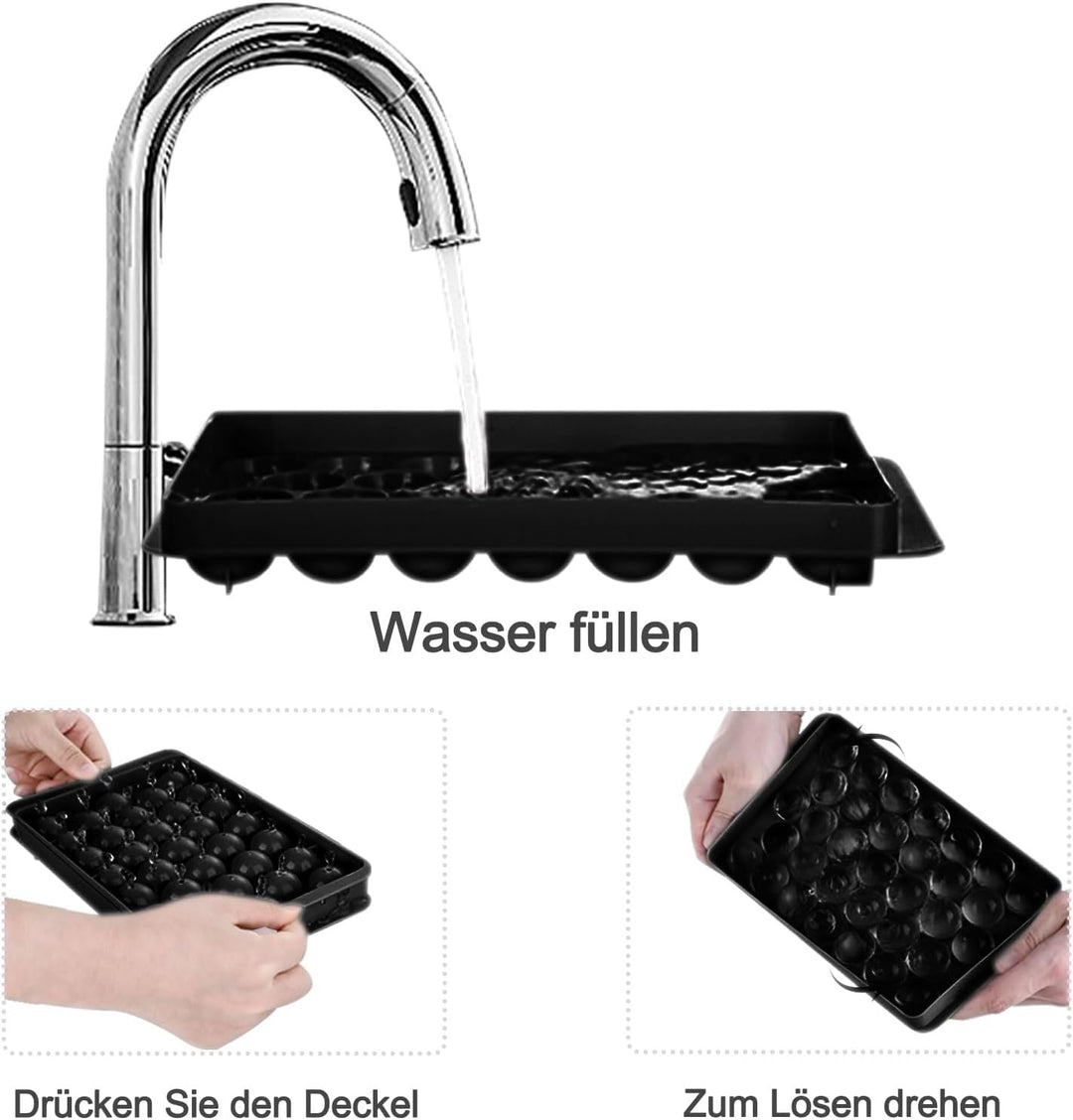 Miaowoof Eiswürfelform mit Deckel und Behälter, 2,5 cm x 99 Stück Runde Eiswürfel, Non-BPA Eiswürfel