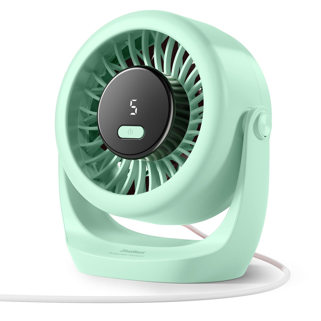 Diveblues USB Turbo Tischventilator, Ultra-Leiser Mini Ventilator, Leistungsstarker Wind, LED-Displa