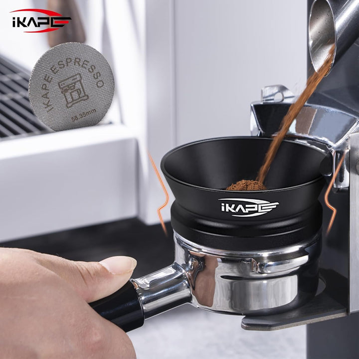 IKAPE 58mm Espresso-Dosiertrichter, Magnetischer Dosiertrichter mit 8 Magneten, Kaffeedosierring Kom