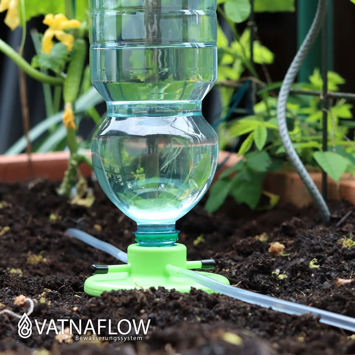 Vatnaflow - 4 Wege Bewässerungssystem - Bewässerungsset für Garten und Indoor - Gezielter Wachstum u