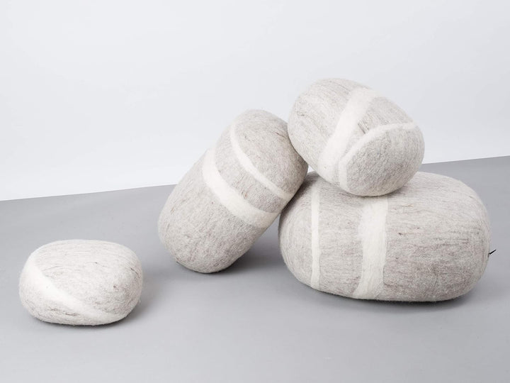 Béla - Filz Kieselstein, Meditationskissen, Yogakissen, Dekokissen, Pouf, beige rund - Grösse M 40 x