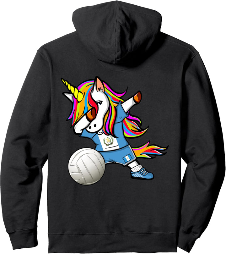 Dabbing Einhorn Guatemala Volleyball Guatemaltekische Flagge Pullover Hoodie