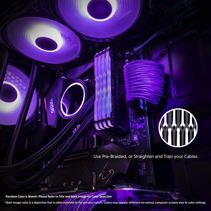 LINKUP - AVA 50cm PSU Kabelverlängerung Ummantelt GPU Nach Mass PC Stromversorgung mit Kamm-Kit - Ko