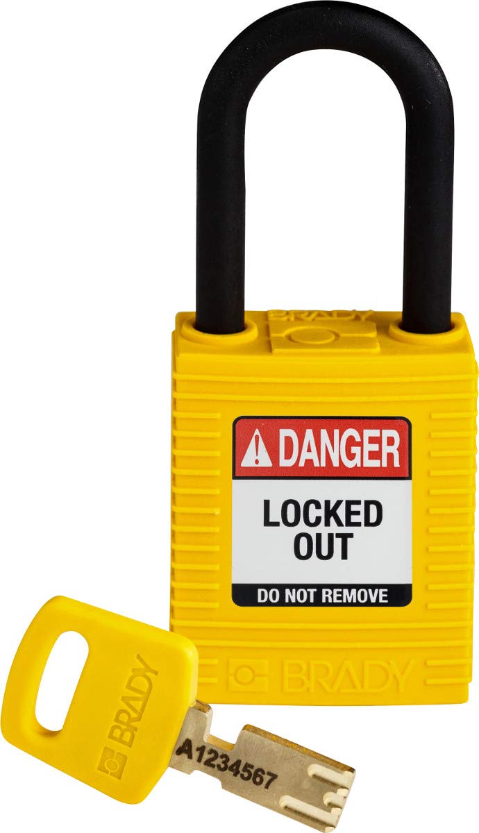 Brady (NYL-YLW-38PL-KD) SafeKey Nylon Lockout-Vorhängeschloss Mit Nylon Bügel 38.00 mm Gelb KD - Ver