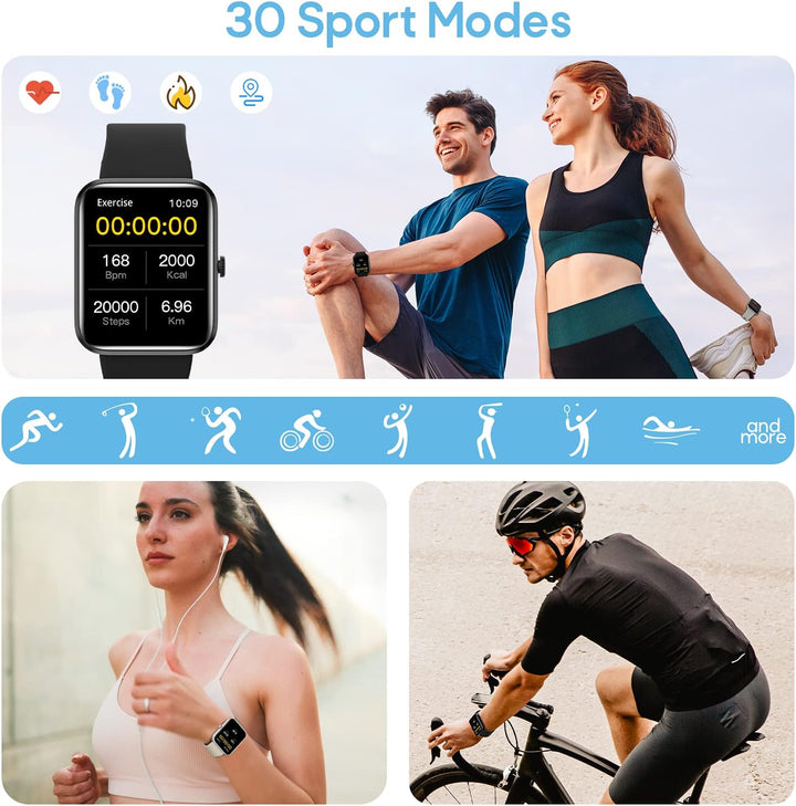Smartwatch, 1.83 Zoll Touchscreen Armbanduhr mit Bluetooth Anruf, IP67 Wasserdicht Fitness Tracker m