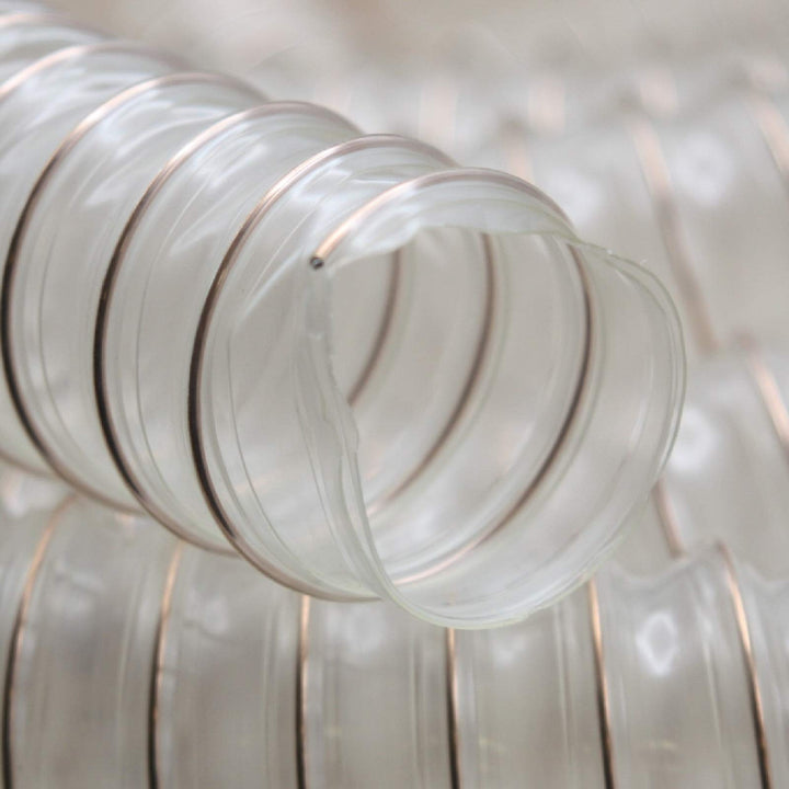 Transparent Absaugschlauch Spiralschlauch Flexschlauch schwer entflammbar 0,4 mm - Ø50mm