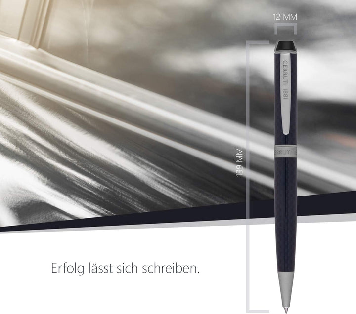 Cerruti 1881 Kugelschreiber „Fetter“ | Schreibstift aus Karbonfaser im italienischen Design | Blaue