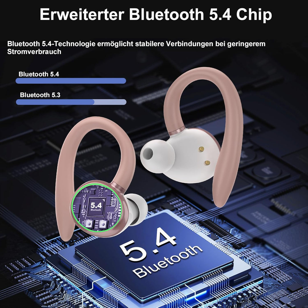 Bluetooth Kopfhörer Sport, Kopfhörer Kabellos Bluetooth 5.4 mit 4 Mic, In Ear Kopfhörer Bluetooth EN
