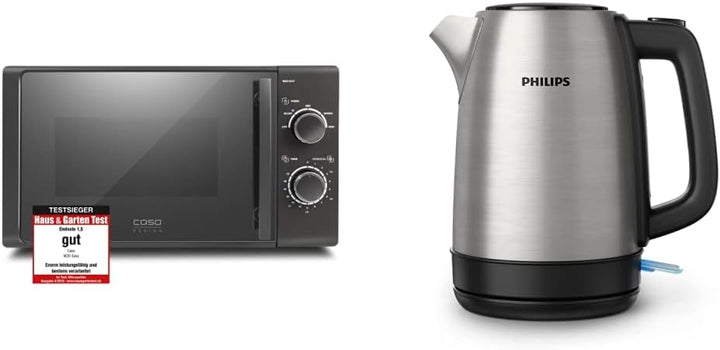 CASO | M20 EASY Mikrowelle & Philips Wasserkocher – 1.7 L Fassungsvermögen mit Kontrollanzeige, Edel