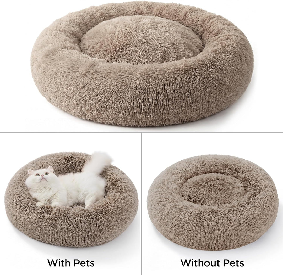 BEDSURE Katzenbett waschbar Flauschiges Katzenbett - Ø 60 cm Katzenschlafplatz für Katzen und kleine