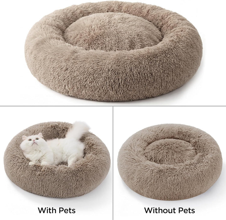 BEDSURE Katzenbett waschbar Flauschiges Katzenbett - Ø 60 cm Katzenschlafplatz für Katzen und kleine