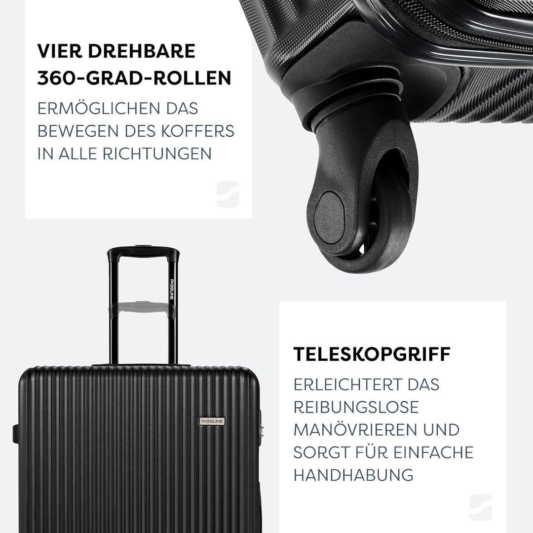 Reisekoffer Gross 76x51x29 cm 96l, aufgegebenes Gepäck, Hartschale aus ABS, Vier 360°-Spinner-Rollen