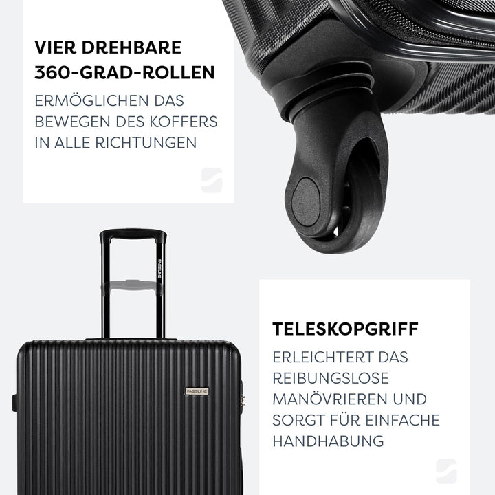Reisekoffer Gross 76x51x29 cm 96l, aufgegebenes Gepäck, Hartschale aus ABS, Vier 360°-Spinner-Rollen