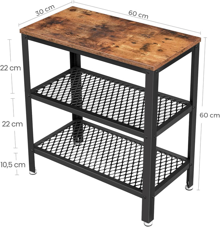 VASAGLE Beistelltisch, Dekotisch mit 2 Gitterablagen, Couchtisch, Flur, Wohnzimmer, Schlafzimmer, Bü