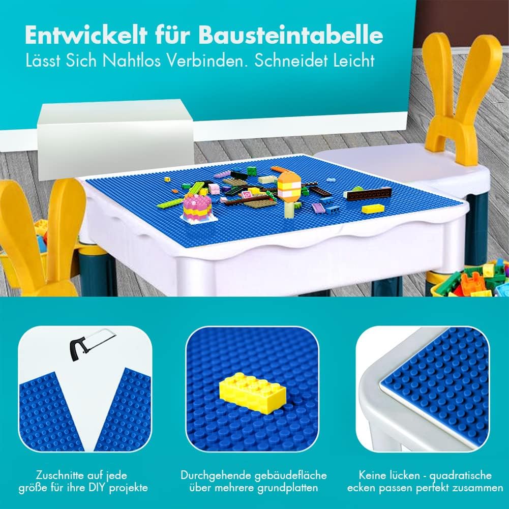 Lekebaby 6 Platten-Set Bauplatte Kompatibel mit Meisten Marken, 25 * 25cm, Blaue Grundplatte Blaue 6